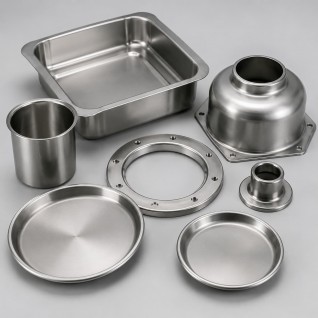 Deep drawn metal stamping component