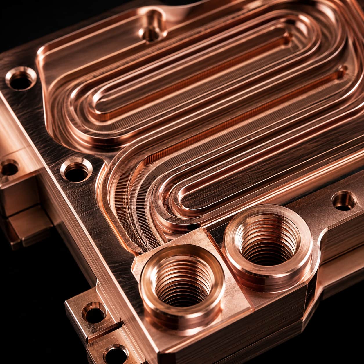 CNC machined copper cooling channels