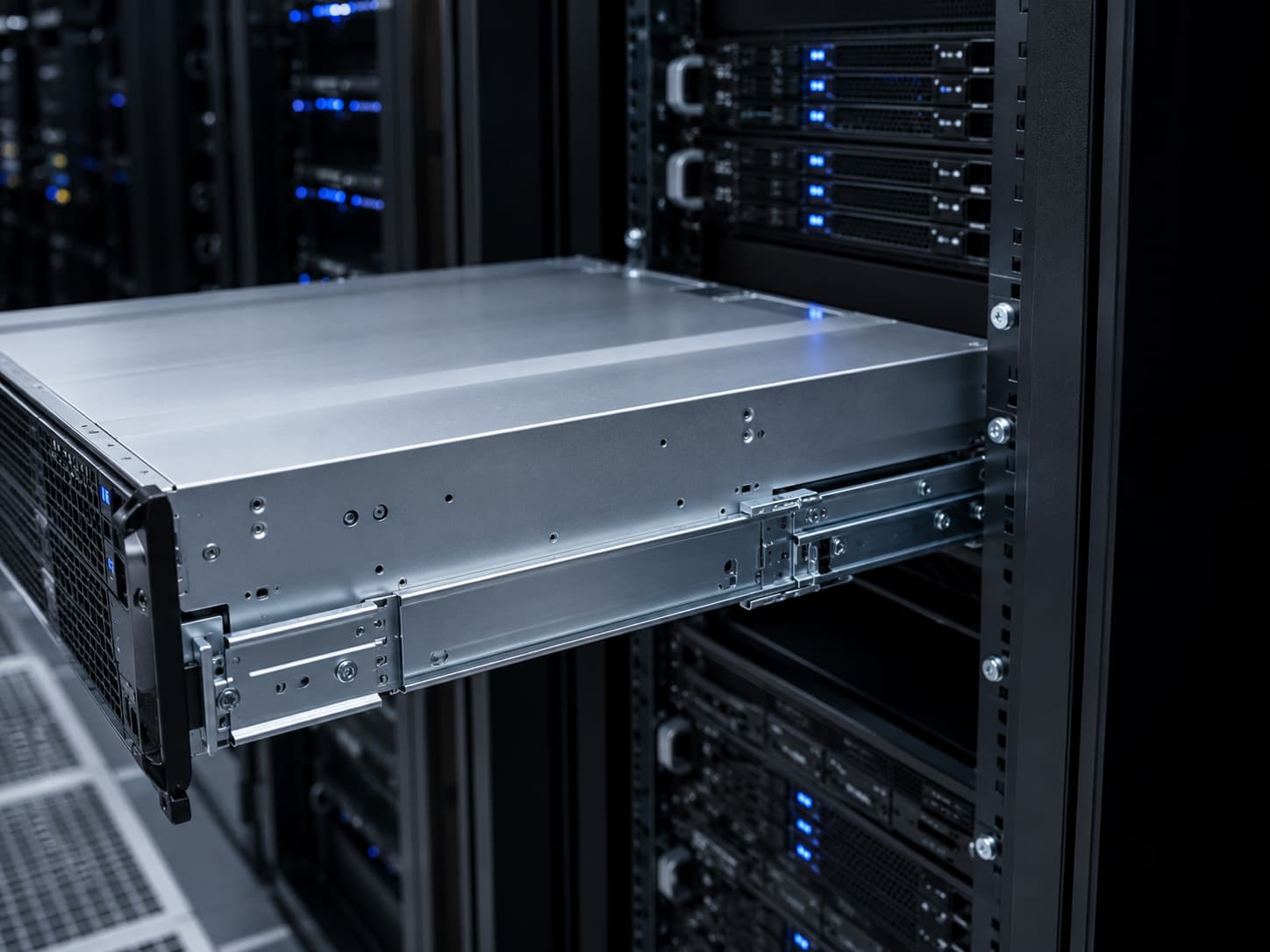 rack server mounting rail for data center hardware