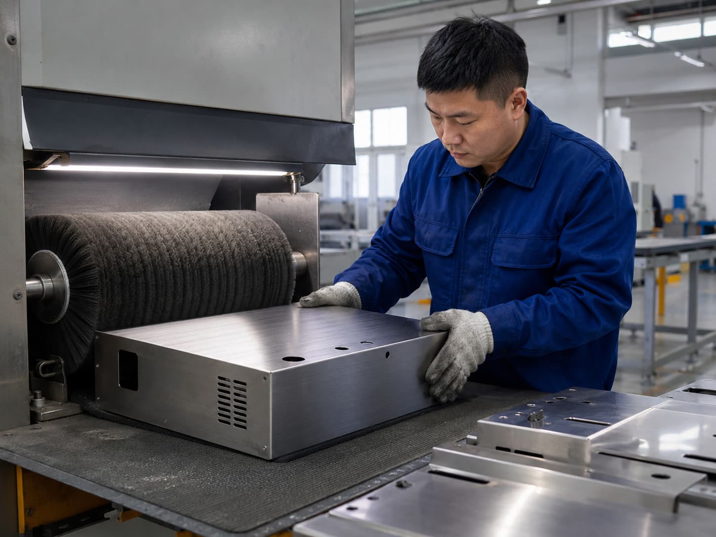 Brushed stainless steel enclosure surface finishing
