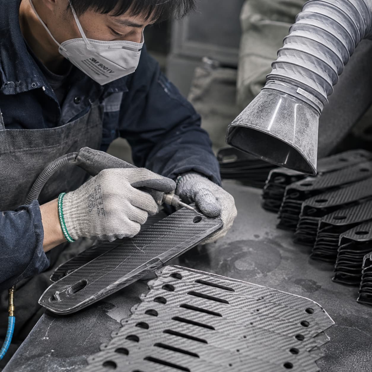 Carbon fiber component manual finishing and assembly