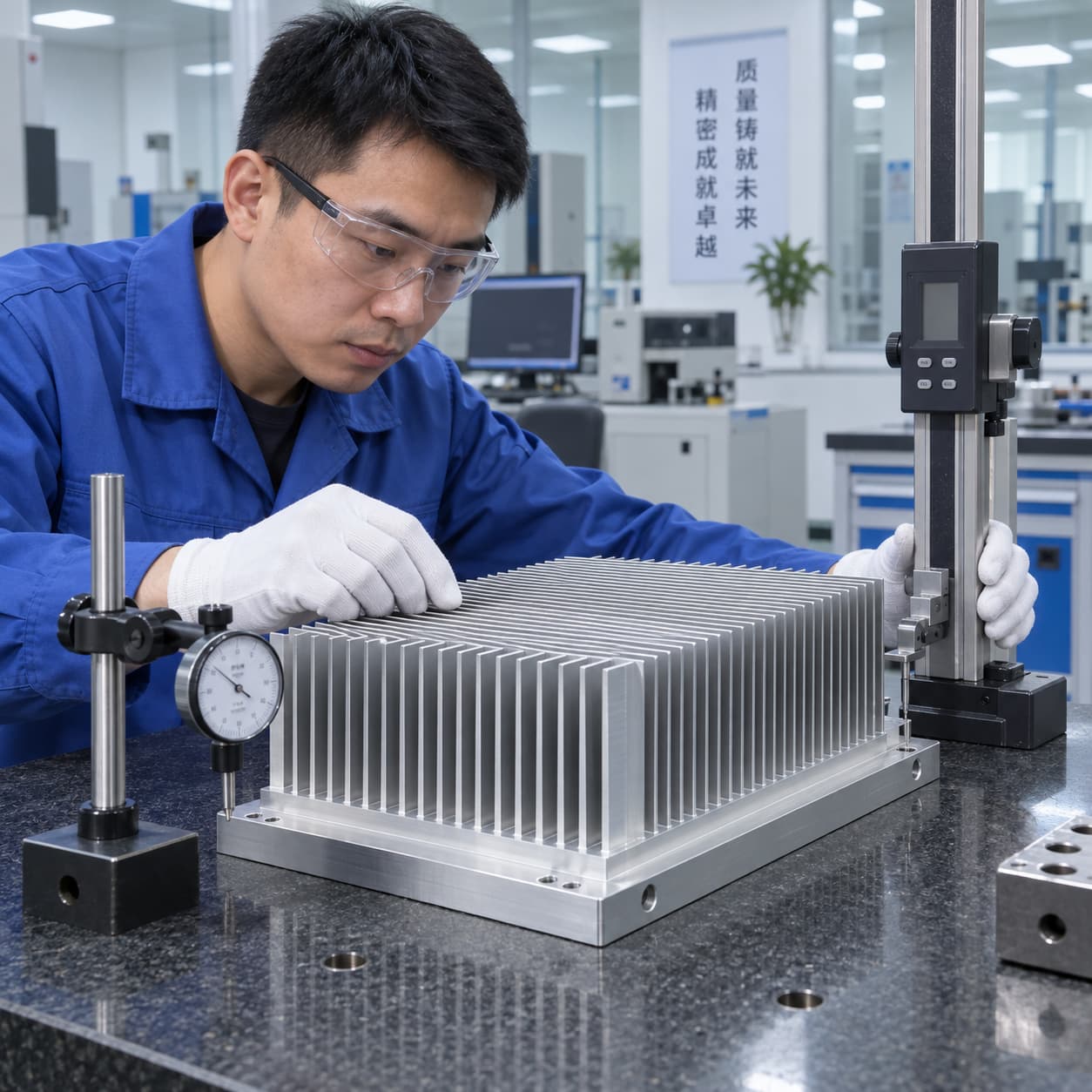 Final quality inspection of AI server heat sink
